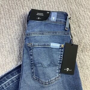 7 For All Mankind Bootcut Tailorless Athens Blue Jeans Released Hem Size 24 NWT